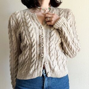 Handmade Vintage Beige Knit Cream Sweater